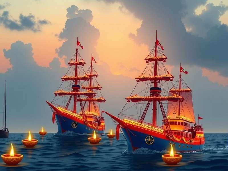 Seafarer S Indian Journey Diwali event showing decorated ships